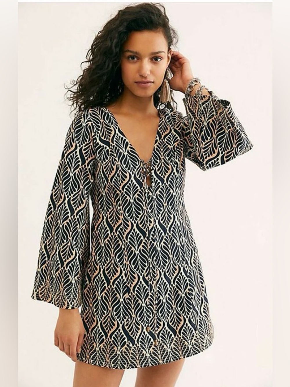 FREE PEOPLE Gia Shift Printed Mini Dress Size Small